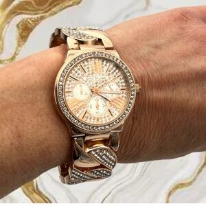 Gino Milano Rose Gold and Rhinestone Water Resistant Quartz Watch Ladies